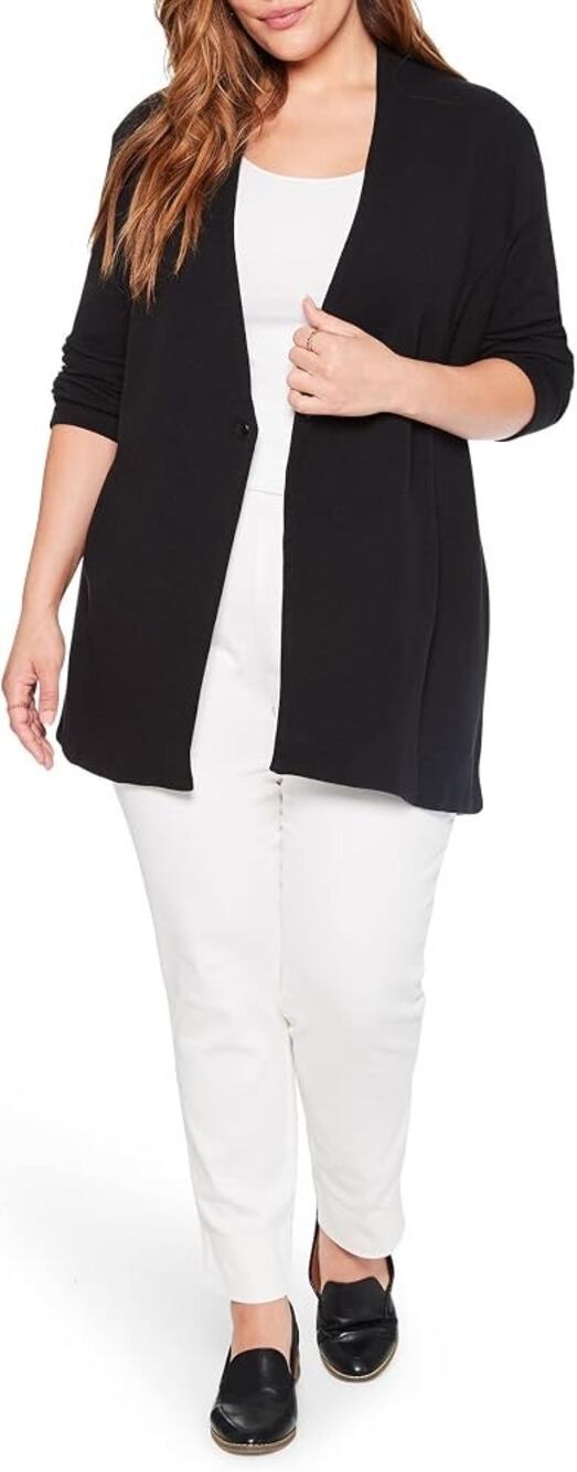 Nic + Zoe Grace Black Open Front Long Sleeve Knit Cardigan Jacket Plus Size 2X